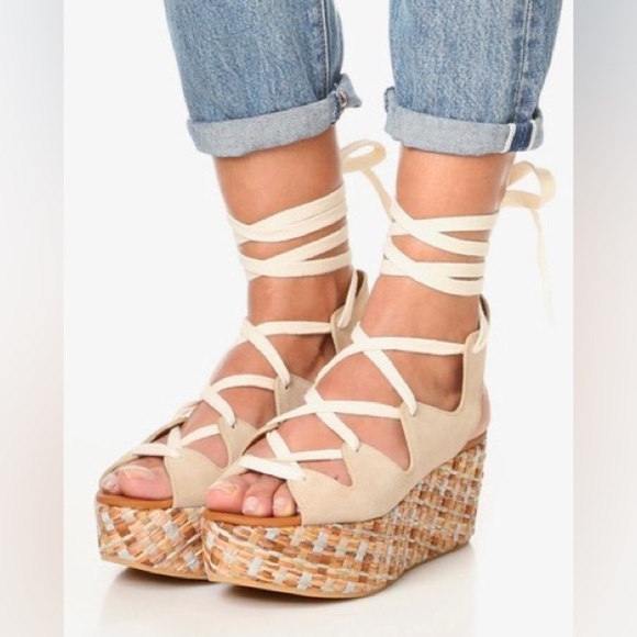 See by Chloe‎ Lilly Lace Up Braided Platform Sandals 38 8 - Picture 1 of 12